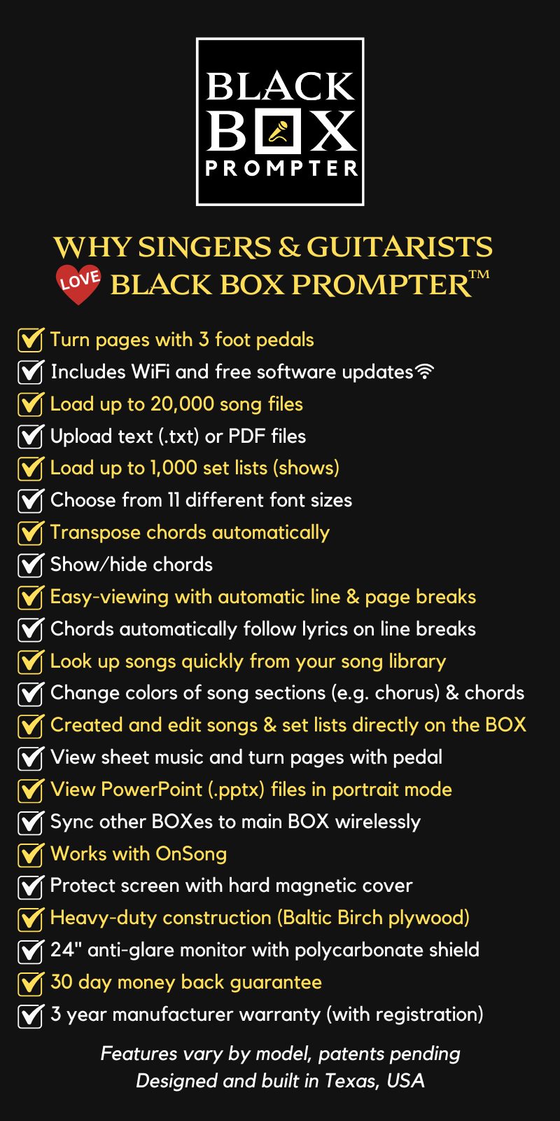 BLACK BOX PROMPTER - FEATURES