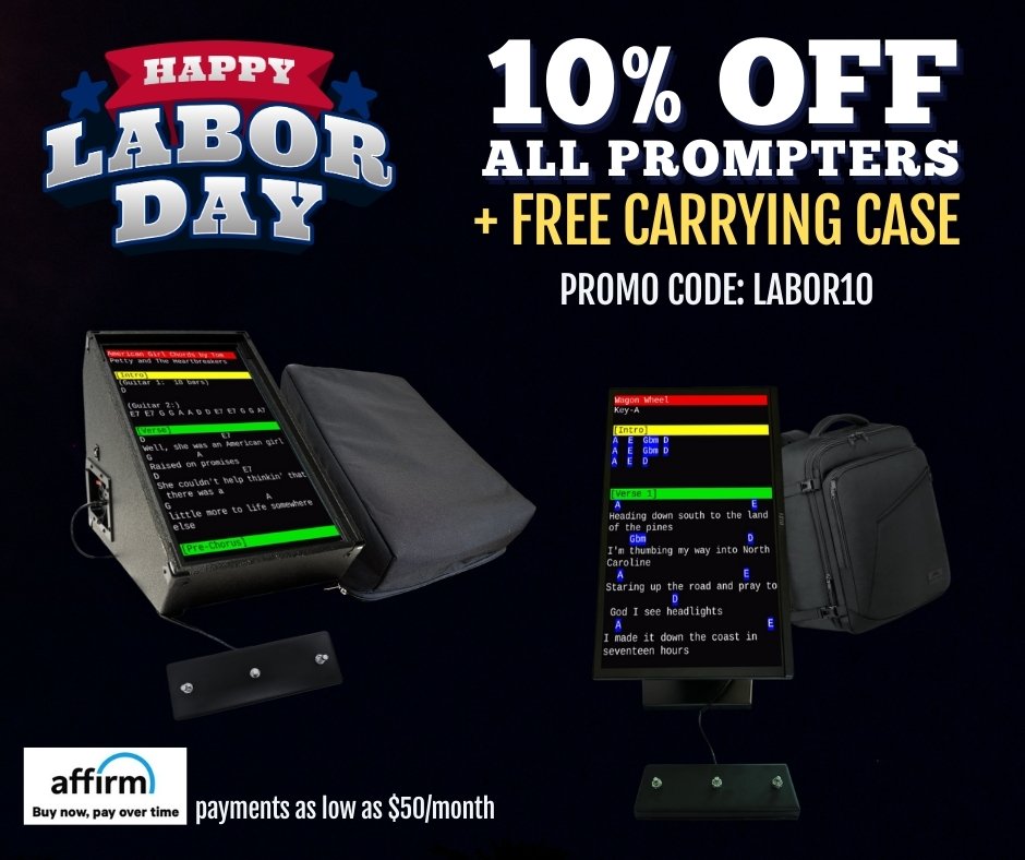 2025 Labor Day Sale - 10% off prompters plus free carrying case