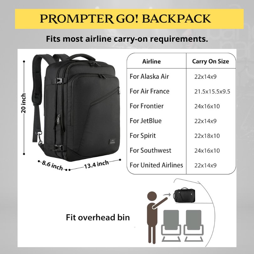 BLACK BOX Prompter GO! Backpack dimensions