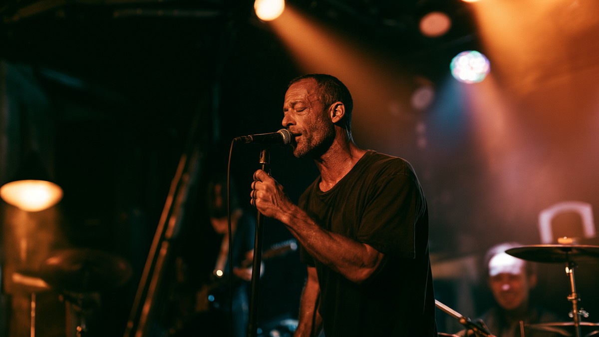 singer concentrating on remembering lyrics