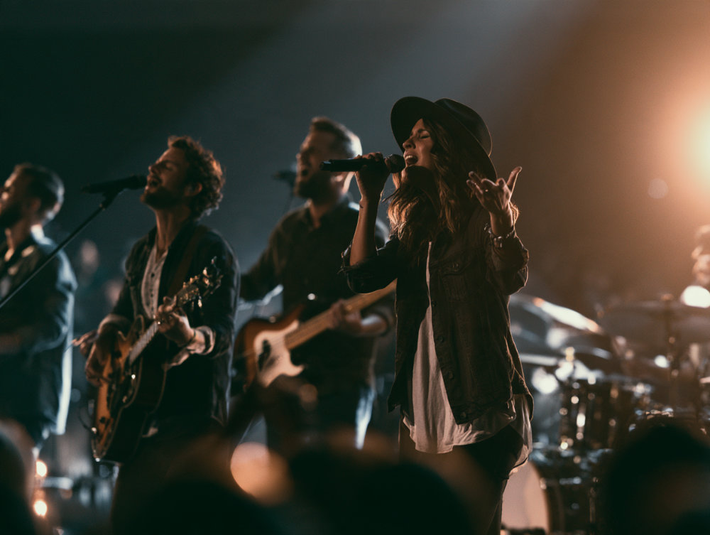 Praise and worship team singing